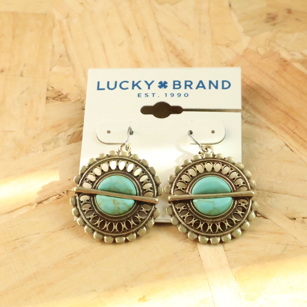 Lucky Brand Boho Chic Turquoise Earrings Retro Statement Jewelry